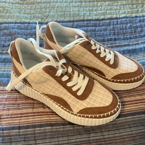 Universal Thread Tan and White Woven Platform Sneakers